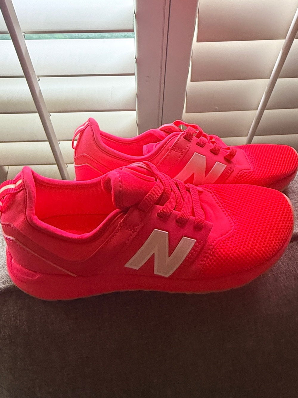 New Balance Kids' Bright Neon Pink Lace-Up Sneakers